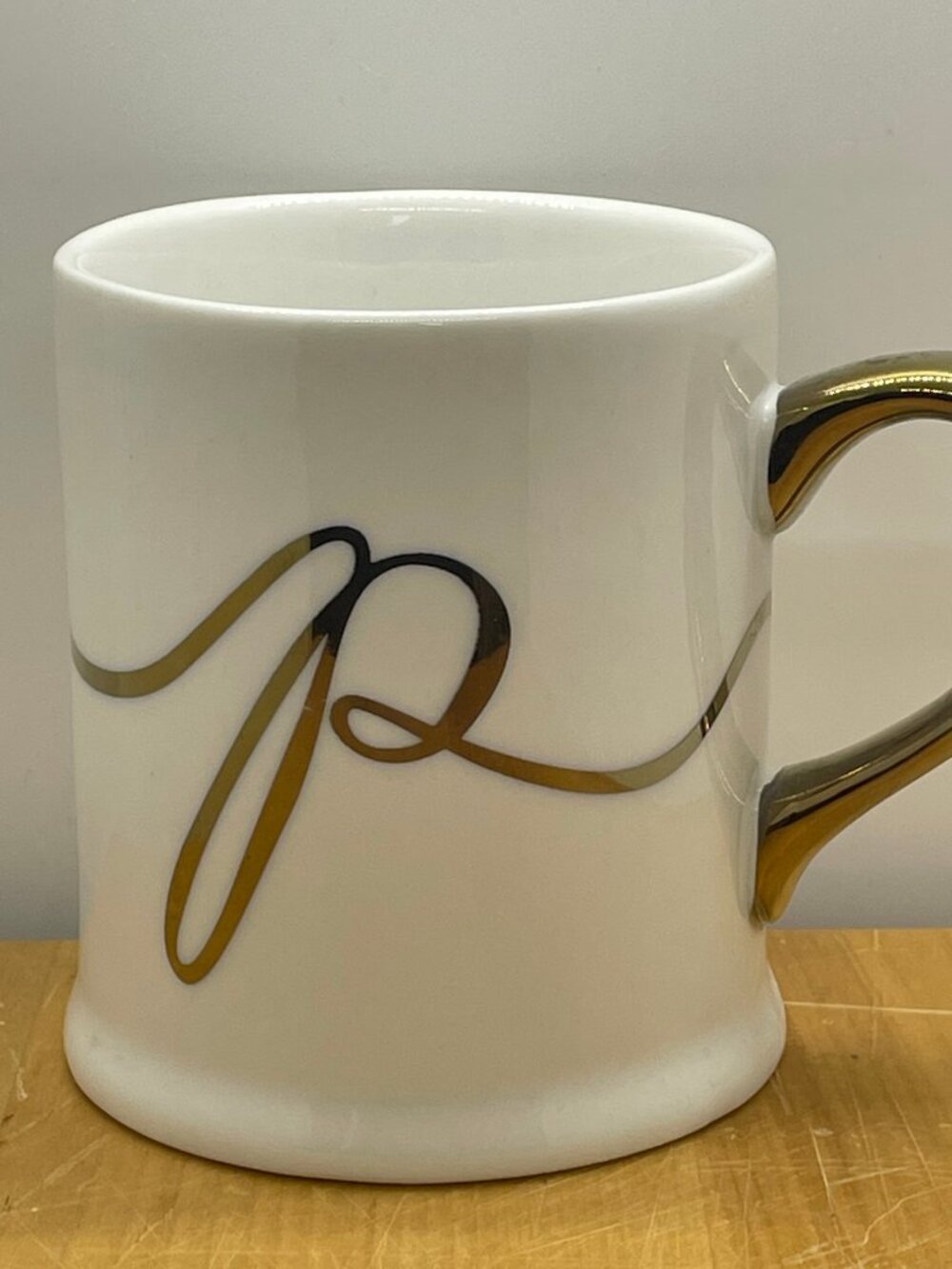 Indigo Gold Monogram Cursive Letter "P" Coffee Mug